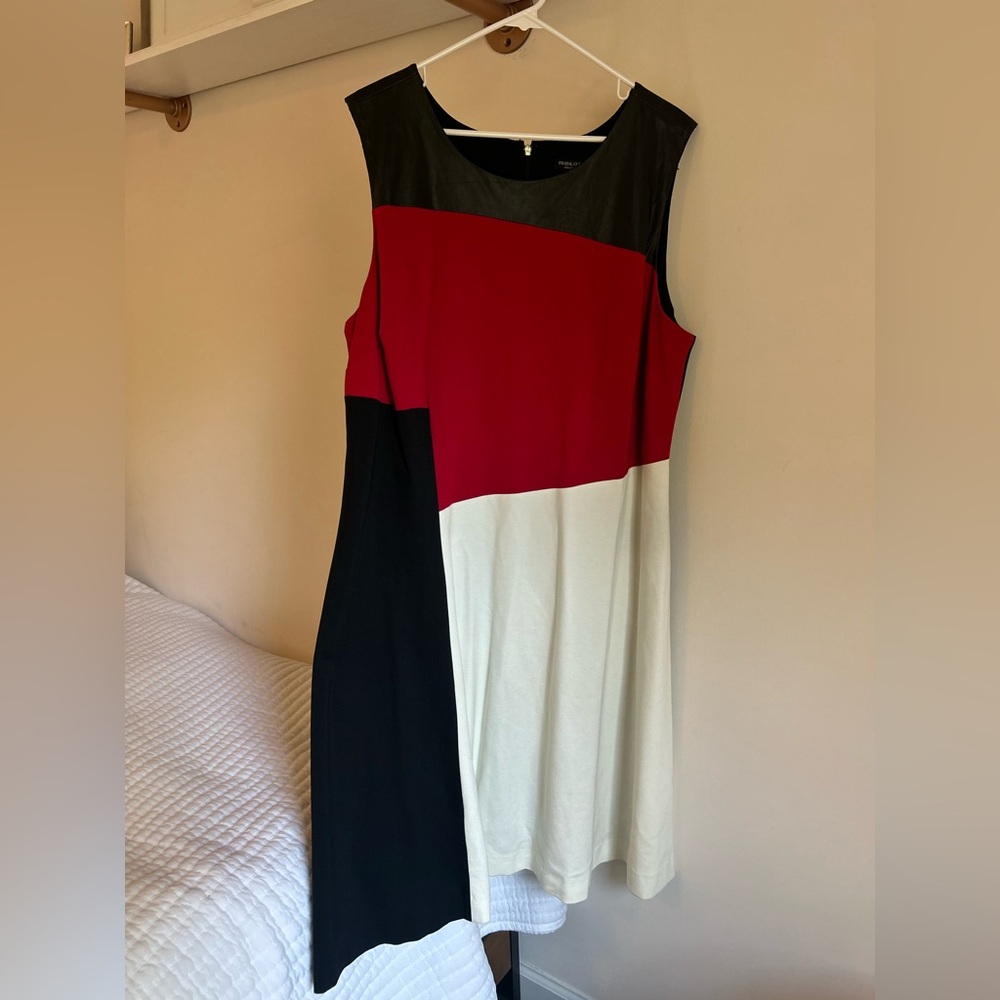 Prabal Gurung Tri-Color Midi‎ Dress - Red, Black, White